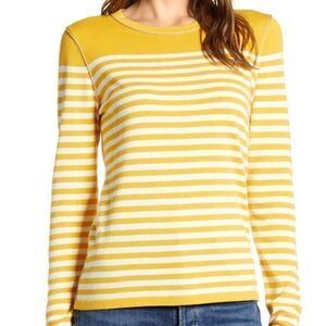 TOMMY HILFIGER NWT Yellow Striped Crewneck Sweater SMALL